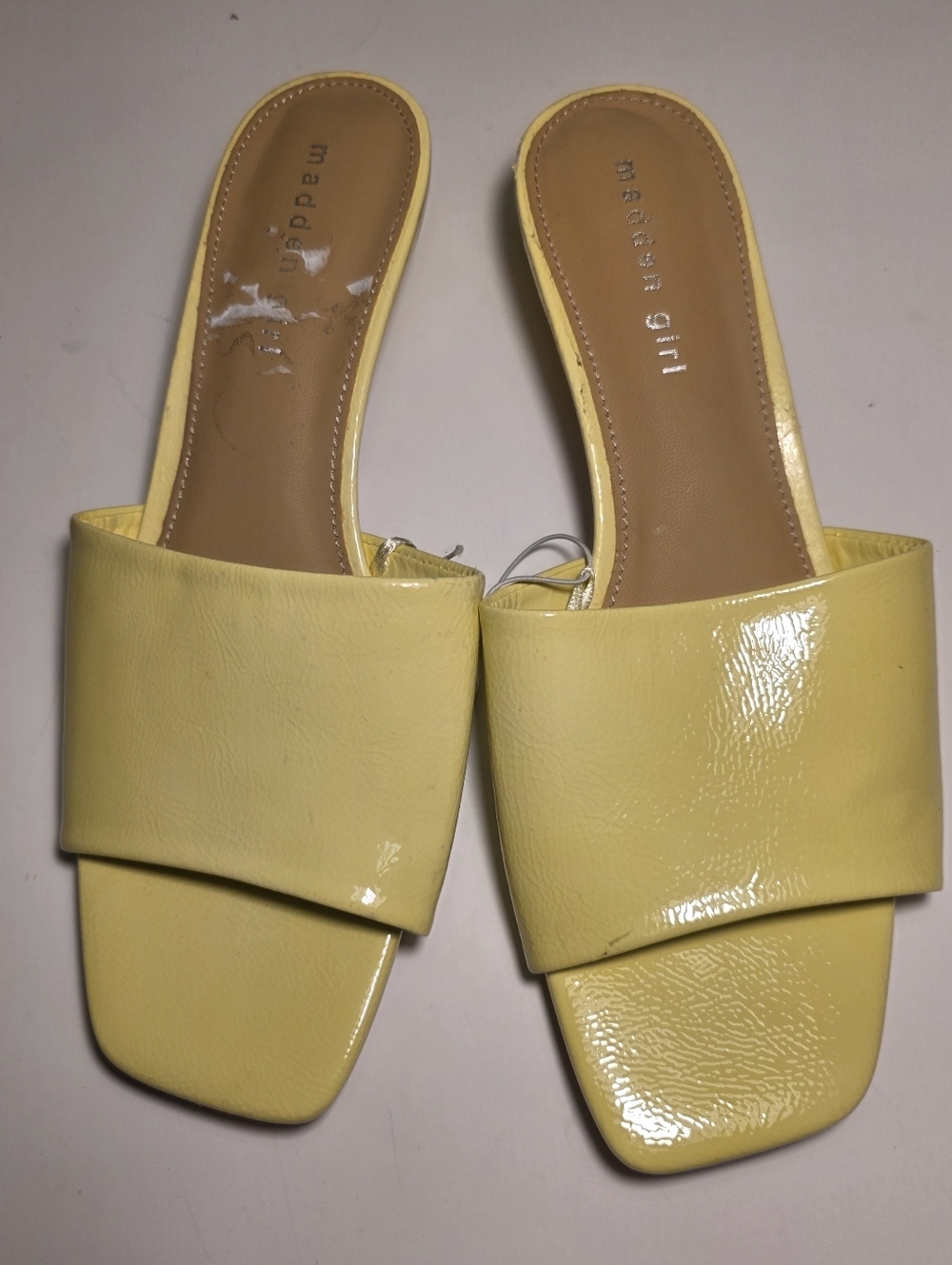 Madden Girl Mules Patent Yellow Kitten Heels Shoes Feminine Summer Women 10